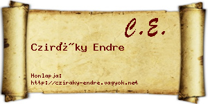 Cziráky Endre névjegykártya