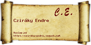 Cziráky Endre névjegykártya